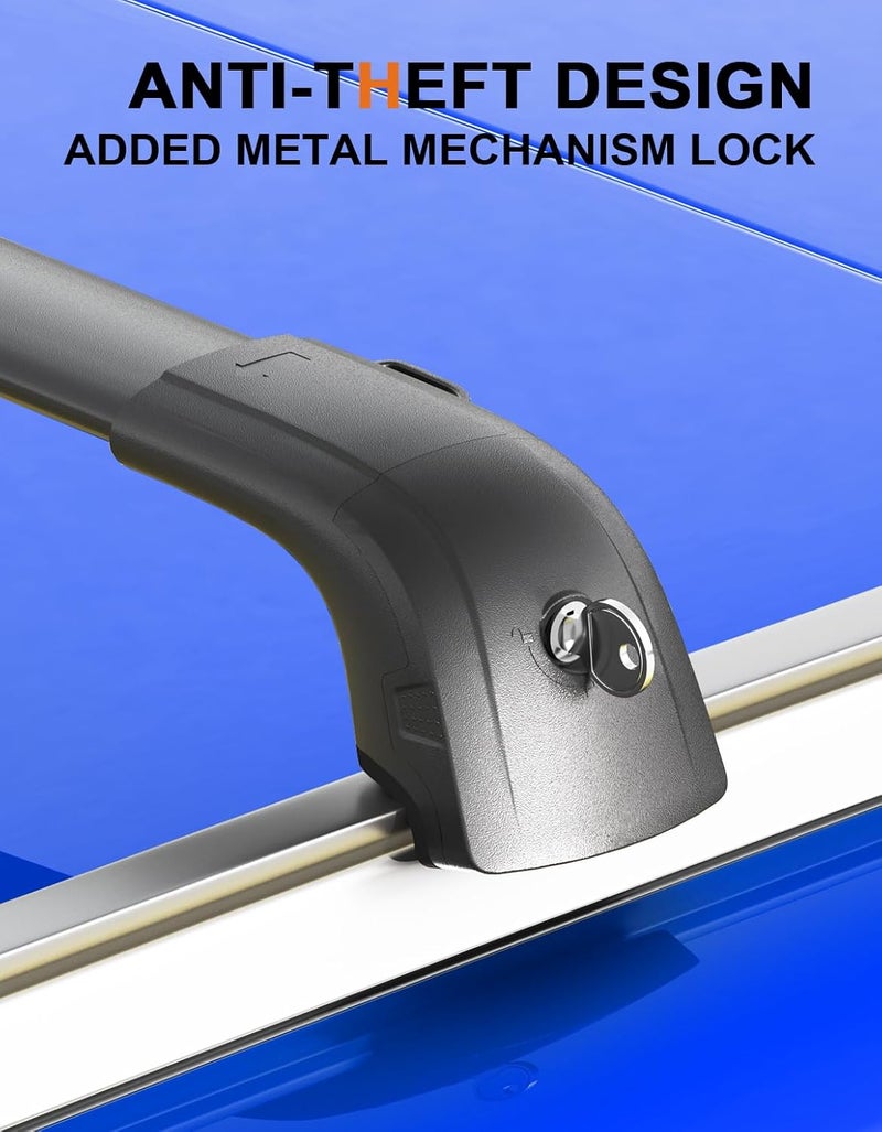 wonderdriver Roof Rack Cross Bars 220lbs Compatible with Volkswagen VW ID4 ID.4 2021-2026, Lockable Heavy Duty Aluminum Roof Rails Crossbars Cargo Canoe Black Rooftop Cargo Carrier. - Image 4